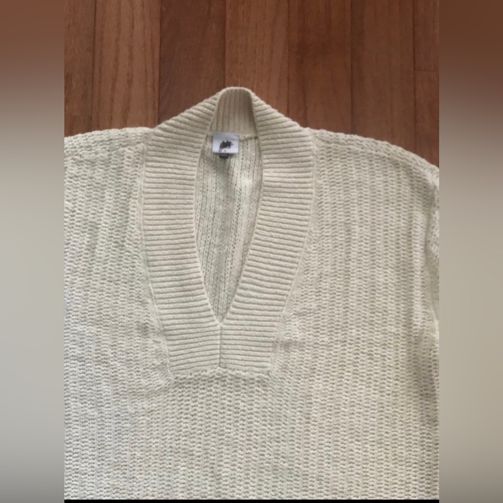 NWOT CAbi Croquet Cozy V-Neck Cream Knit Sweater Pullover Cotton Size Large - Picture 5 of 11